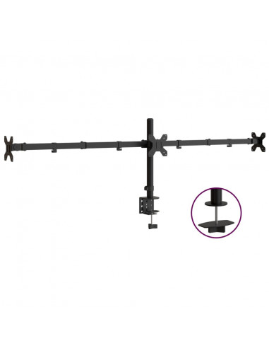 Supporto per Monitor Triplo in Acciaio Nero VESA 75/100 mm