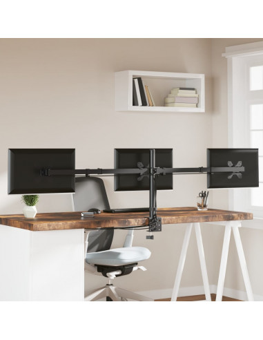 Supporto per Monitor Triplo in Acciaio Nero VESA 75/100 mm