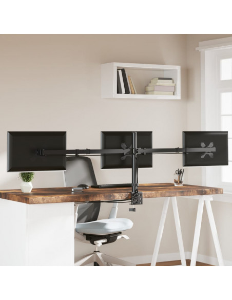 Supporto per Monitor Triplo in Acciaio Nero VESA 75/100 mm