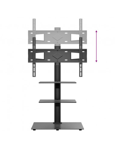 Supporto TV Angolare a 3 Ripiani per 32-65 Pollici Nero