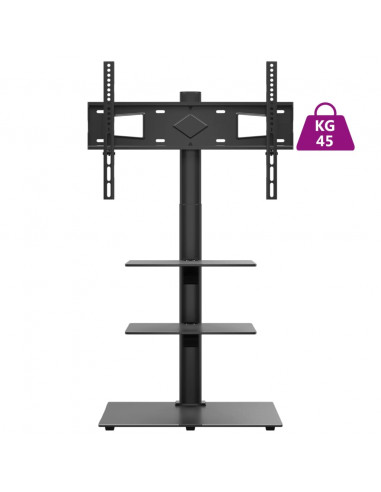 Supporto TV Angolare a 3 Ripiani per 32-65 Pollici Nero