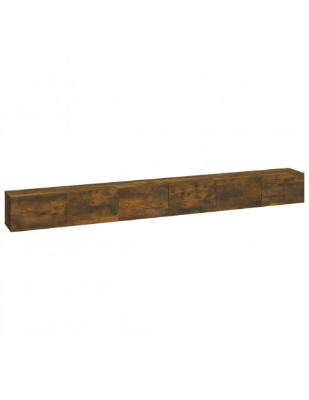 Set Mobili Porta TV 3 pz Rovere Fumo in Legno Multistrato