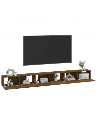 Set Mobili Porta TV 3 pz Rovere Fumo in Legno Multistrato