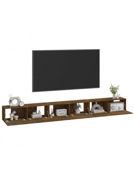 Set Mobili Porta TV 3 pz Rovere Fumo in Legno Multistrato