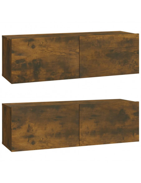 Set Mobili Porta TV 3 pz Rovere Fumo in Legno Multistrato
