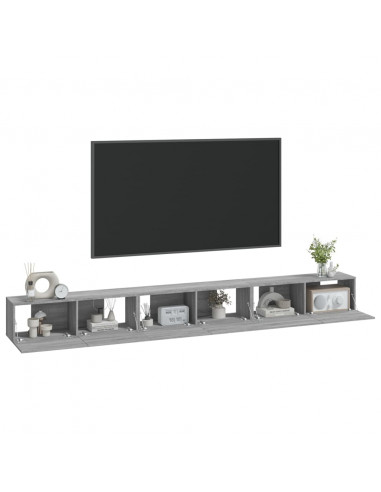 Set Mobili Porta TV 3 pz Grigio Sonoma in Legno Multistrato