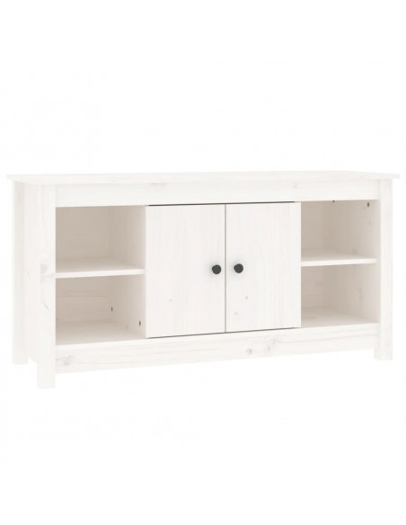 Mobile Porta TV Bianco 103x36,5x52 cm in Legno Massello di Pino