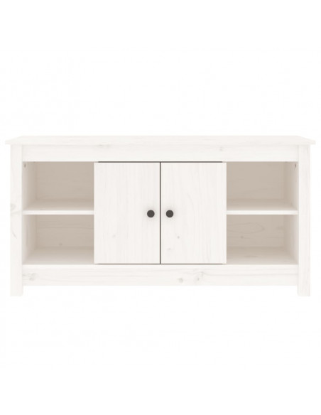 Mobile Porta TV Bianco 103x36,5x52 cm in Legno Massello di Pino