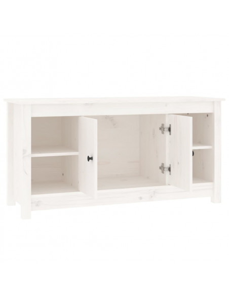 Mobile Porta TV Bianco 103x36,5x52 cm in Legno Massello di Pino