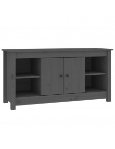 Mobile Porta TV Grigio 103x36,5x52 cm in Legno Massello di Pino 2