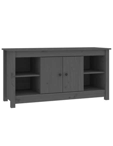 Mobile Porta TV Grigio 103x36,5x52 cm in Legno Massello di Pino