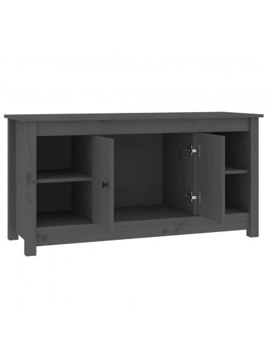 Mobile Porta TV Grigio 103x36,5x52 cm in Legno Massello di Pino