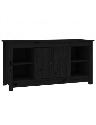 Mobile Porta TV Nero 103x36,5x52 cm in Legno Massello di Pino