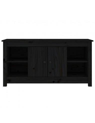 Mobile Porta TV Nero 103x36,5x52 cm in Legno Massello di Pino