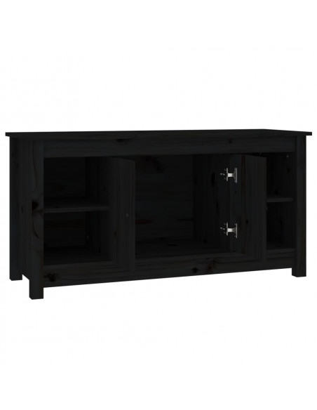 Mobile Porta TV Nero 103x36,5x52 cm in Legno Massello di Pino
