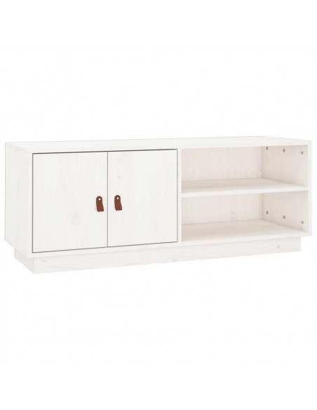 Mobile Porta TV Bianco 105x34x40 cm in Legno Massello di Pino