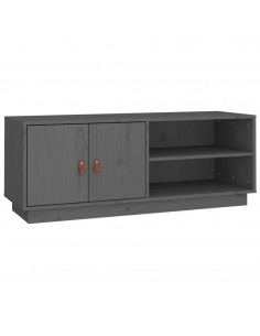 Mobile Porta TV Grigio 105x34x40 cm in Legno Massello di Pino 2