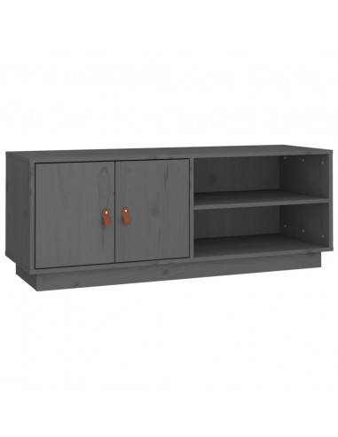 Mobile Porta TV Grigio 105x34x40 cm in Legno Massello di Pino