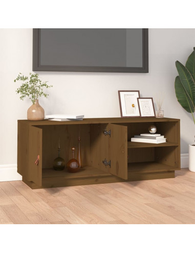 Mobile Porta TV Miele 105x34x40 cm in Legno Massello di Pino