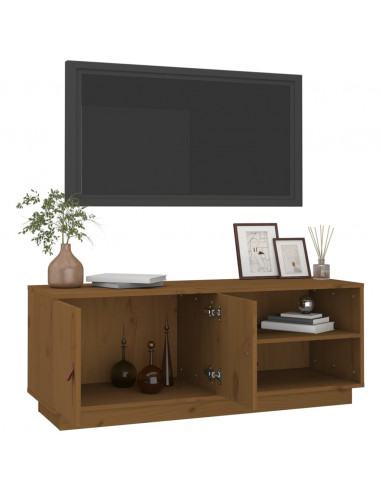 Mobile Porta TV Miele 105x34x40 cm in Legno Massello di Pino