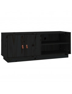 Mobile Porta TV Nero 105x34x40 cm in Legno Massello di Pino 2