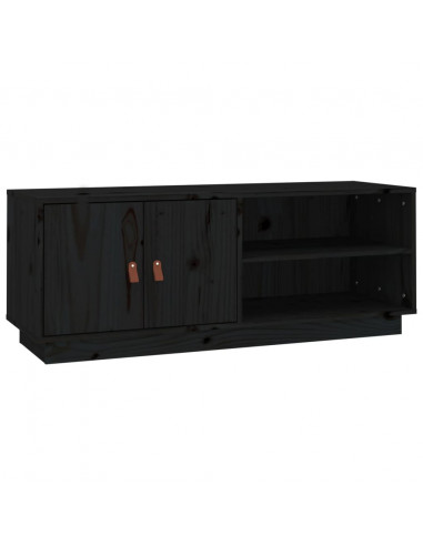 Mobile Porta TV Nero 105x34x40 cm in Legno Massello di Pino