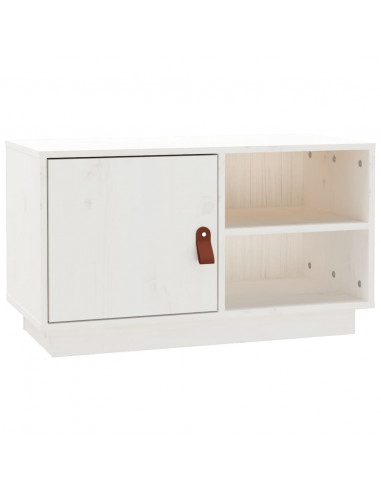 Mobile Porta TV Bianco 70x34x40 cm in Legno Massello di Pino