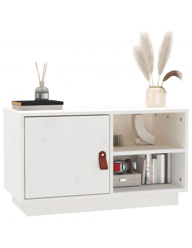 Mobile Porta TV Bianco 70x34x40 cm in Legno Massello di Pino