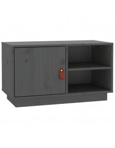 Mobile Porta TV Grigio 70x34x40 cm in Legno Massello di Pino 2