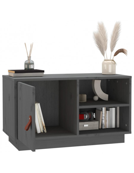 Mobile Porta TV Grigio 70x34x40 cm in Legno Massello di Pino