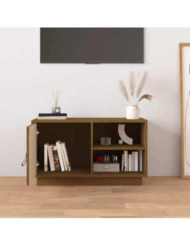 Mobile Porta TV Miele 70x34x40 cm in Legno Massello di Pino