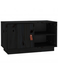 Mobile Porta TV Nero 70x34x40 cm in Legno Massello di Pino 2