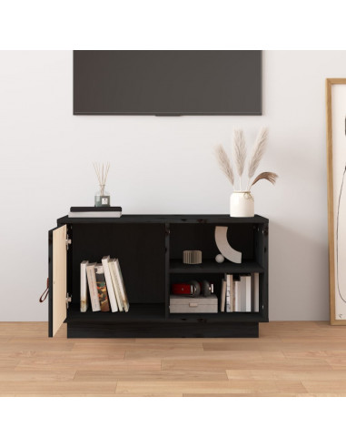 Mobile Porta TV Nero 70x34x40 cm in Legno Massello di Pino