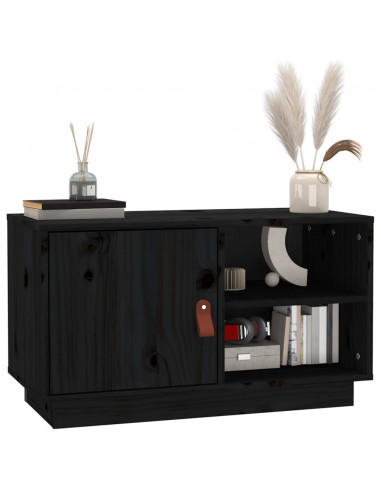 Mobile Porta TV Nero 70x34x40 cm in Legno Massello di Pino
