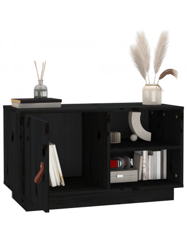 Mobile Porta TV Nero 70x34x40 cm in Legno Massello di Pino