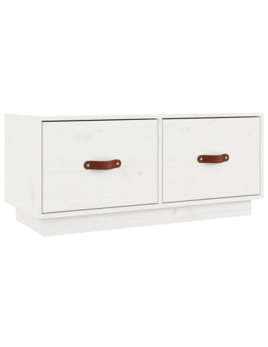 Mobile Porta TV Bianco 80x34x35 cm in Legno Massello di Pino