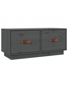 Mobile Porta TV Grigio 80x34x35 cm in Legno Massello di Pino 2