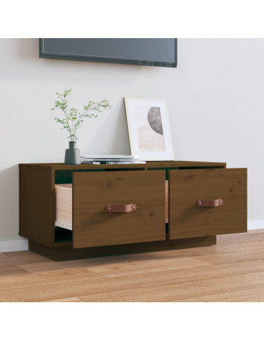 Mobile Porta TV Miele 80x34x35 cm in Legno Massello di Pino