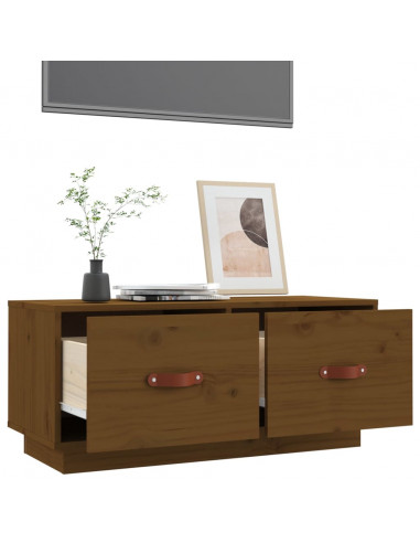 Mobile Porta TV Miele 80x34x35 cm in Legno Massello di Pino