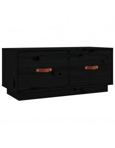Mobile Porta TV Nero 80x34x35 cm in Legno Massello di Pino 2