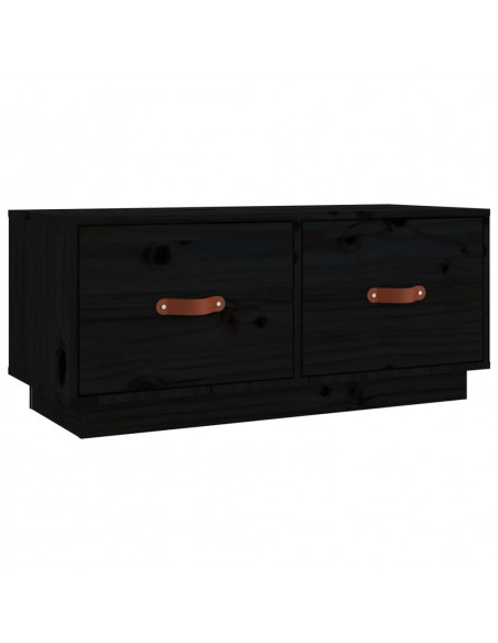 Mobile Porta TV Nero 80x34x35 cm in Legno Massello di Pino