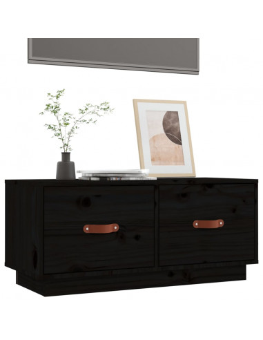 Mobile Porta TV Nero 80x34x35 cm in Legno Massello di Pino