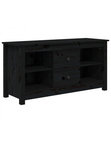Mobile Porta TV Nero 103x36,5x52 cm in Legno Massello di Pino