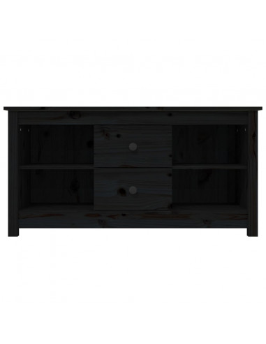 Mobile Porta TV Nero 103x36,5x52 cm in Legno Massello di Pino