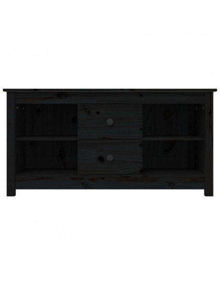 Mobile Porta TV Nero 103x36,5x52 cm in Legno Massello di Pino