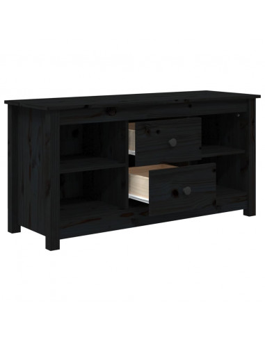 Mobile Porta TV Nero 103x36,5x52 cm in Legno Massello di Pino