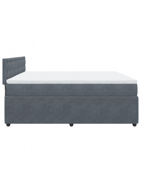 Giroletto a Molle con Materasso Grigio Scuro 200x200 cm Velluto