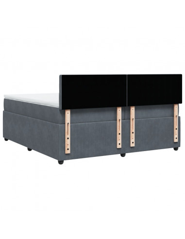 Giroletto a Molle con Materasso Grigio Scuro 200x200 cm Velluto