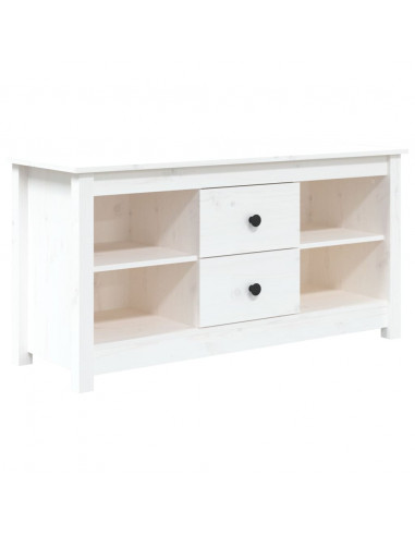 Mobile Porta TV Bianco 103x36,5x52 cm in Legno Massello di Pino