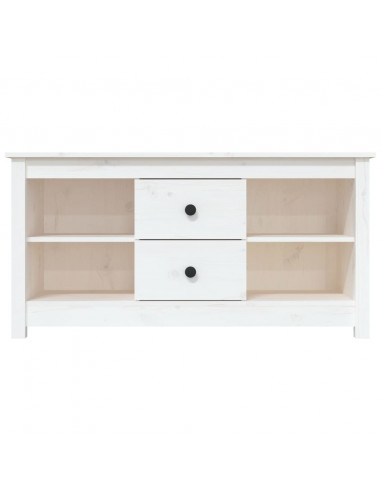 Mobile Porta TV Bianco 103x36,5x52 cm in Legno Massello di Pino